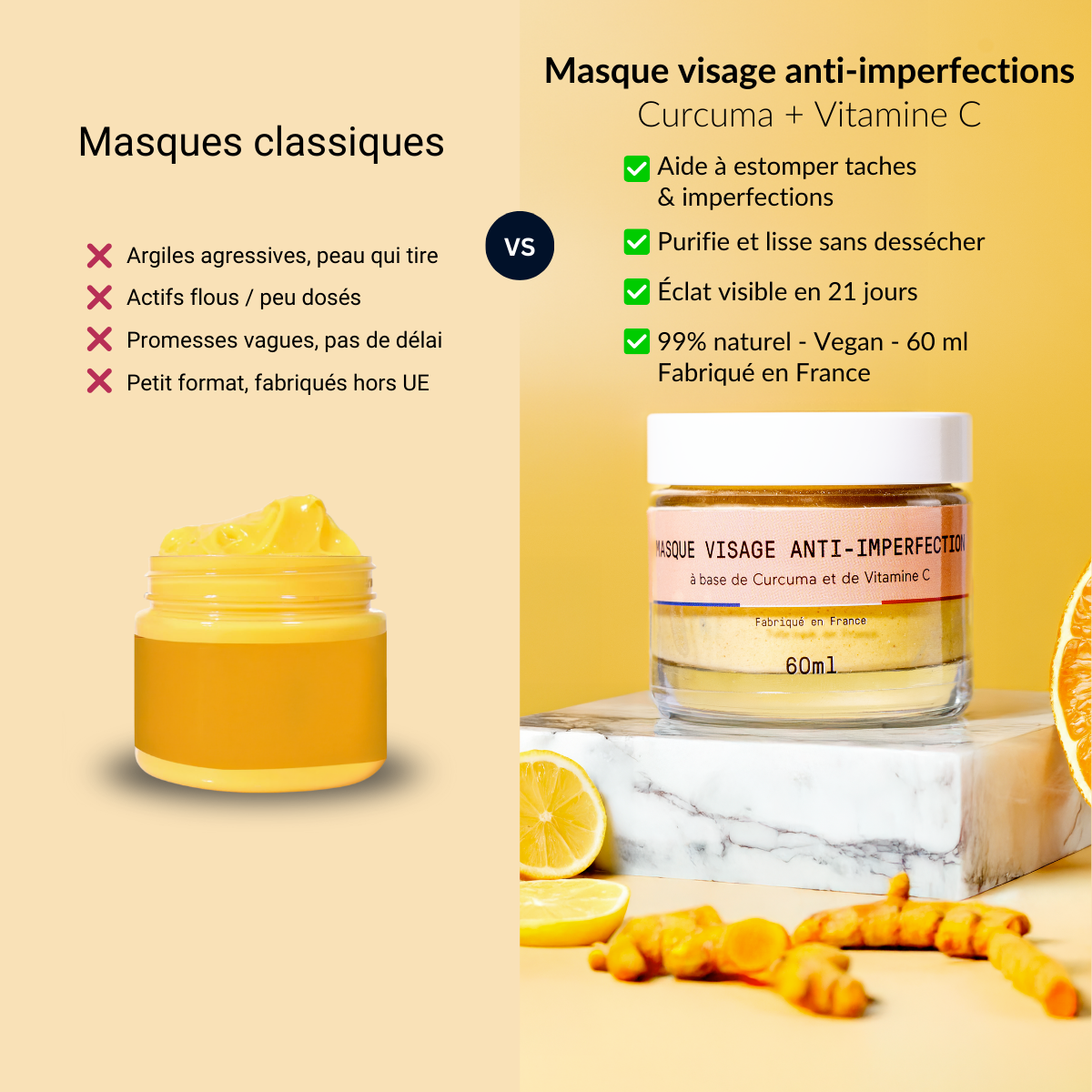 Masque anti-taches au Curcuma
